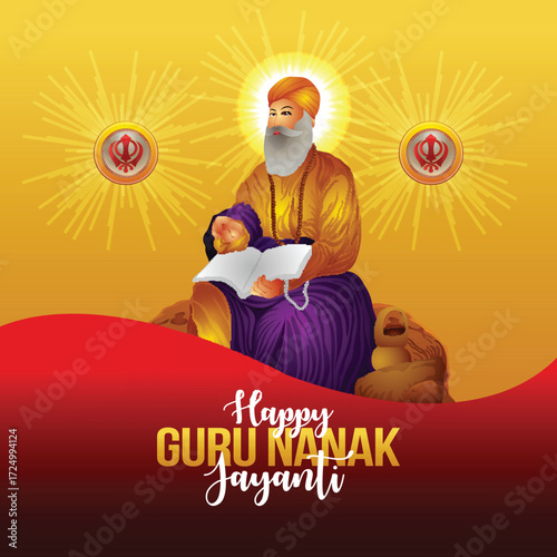 Happy guru nanak jayanti vector illustration