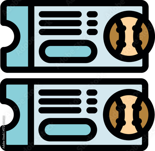 Pair of baseball tickets granting entry to a game, symbolizing entertainment and sports fandom