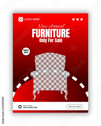 New arrivai Furniture and online branding business social media banner design template