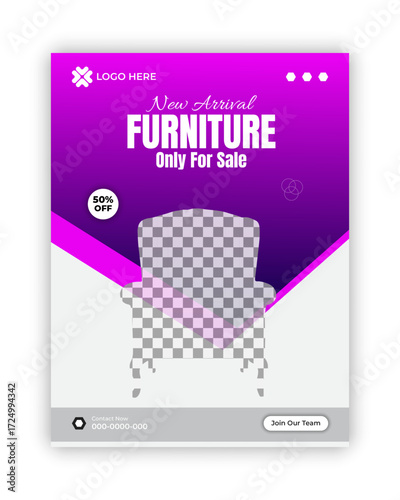 New arrivai Furniture and online branding business social media banner design template