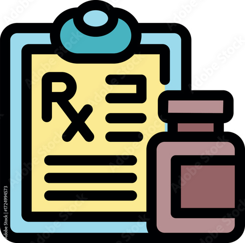 Medical prescription and medicine bottle representing healthcare, pharmacy, and pharmaceutical industry