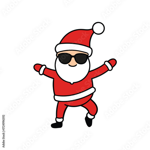 Cartoon Santa Claus wearing sunglasses and dancing