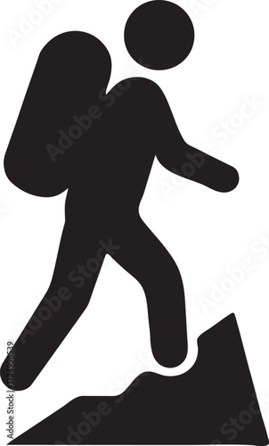 Silhouette of a backpacker hiking outdoors, perfect for adventure, travel, and nature designs.