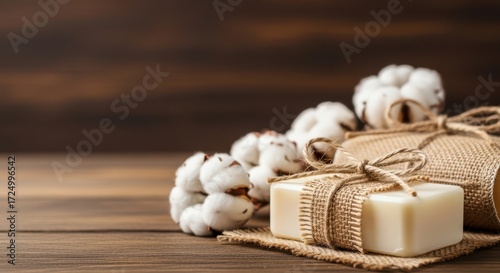 Natural organic handmade soap with cotton decoration