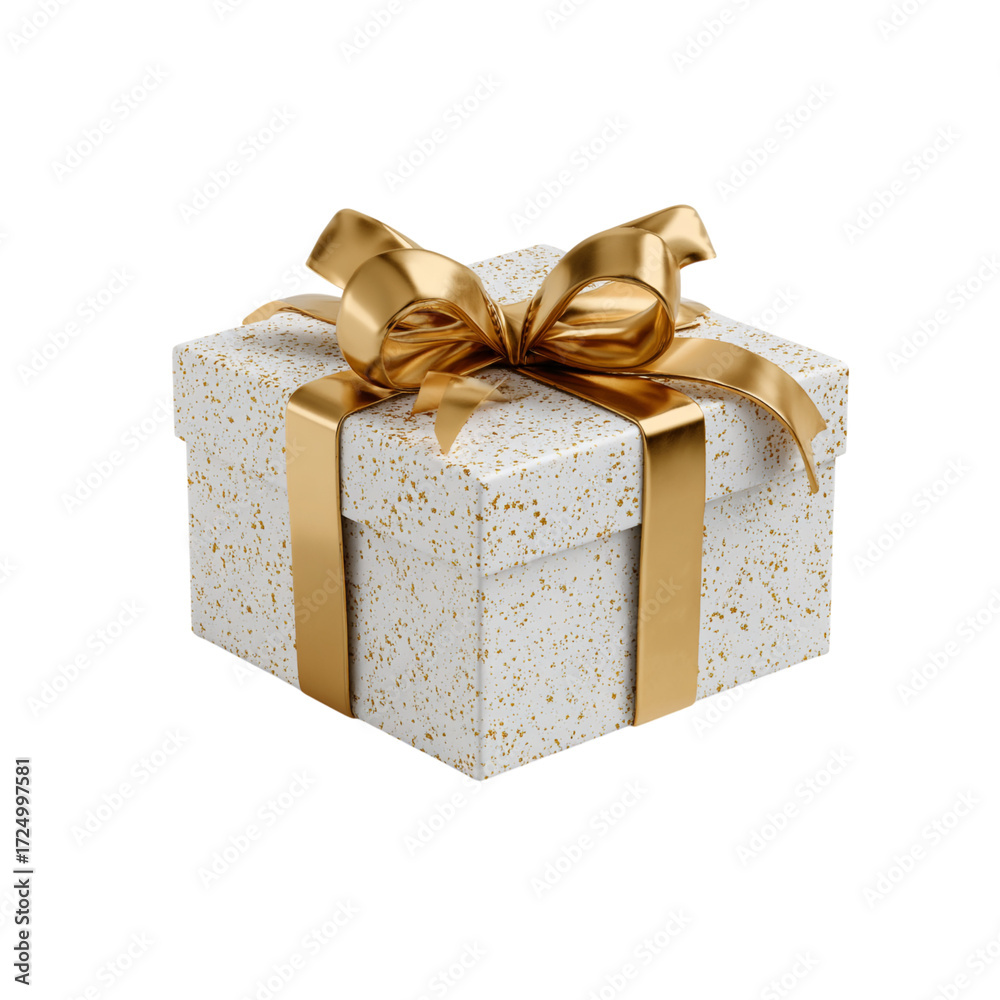 Obraz premium Elegant gift box with golden ribbon, perfect for birthdays, holidays, and special occasions, adding a touch of luxury and sophistication to your celebrations
