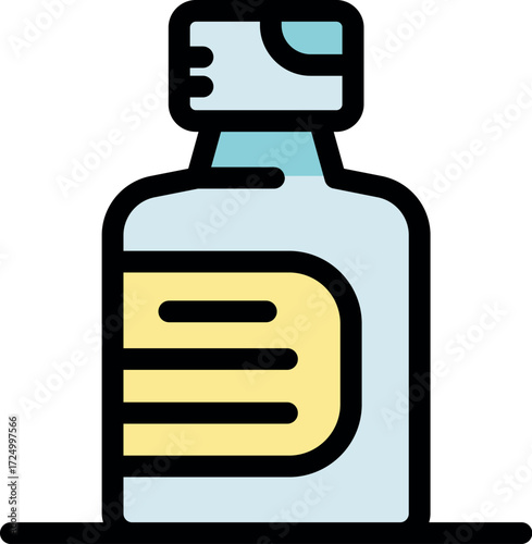 Mouthwash bottle sits on a surface, ready for use, emphasizing oral health and hygiene