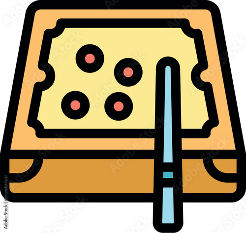 Billiard table with cue and balls, top view of billiards game equipment, vector illustration in flat style