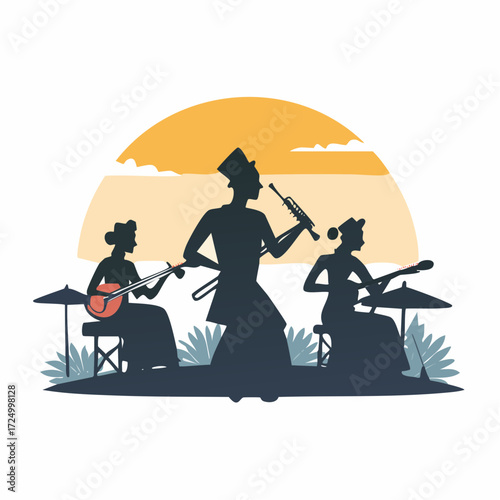 silhouette musician playing music