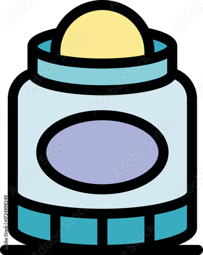 Open cosmetic container revealing a solid balm or cream product, ready for application or use