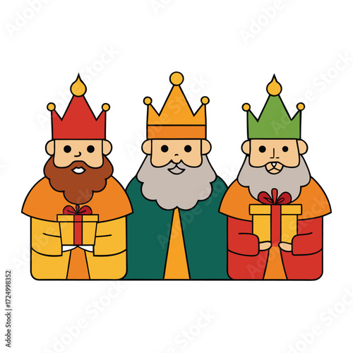 Three Wise Men with Gifts and Crowns nativity christmas