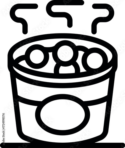 Steaming bucket of fish balls, a popular asian street food snack