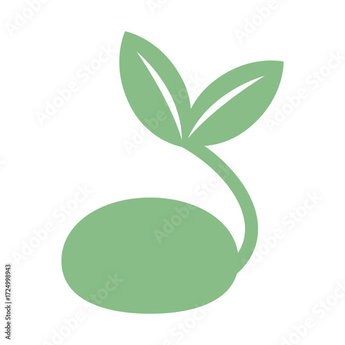 Sprouting Seed Illustration – Flat Vector Design in Dark Green for Eco-Friendly and Organic Concepts