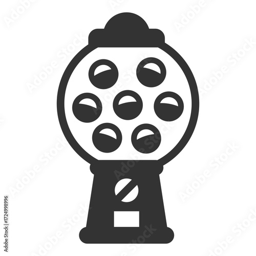 Black Gashapon Capsule Toy Machine with Capsules Inside — Modern Vector Illustration of a Japanese Toy Vending Machine in Minimal Style