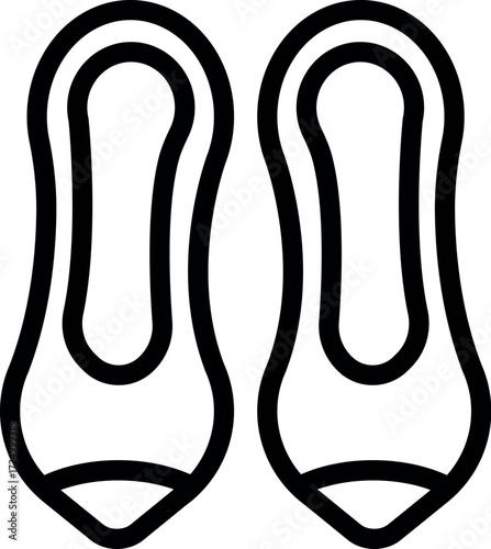 Simple black and white line drawing of a pair of women's shoes, suitable for fashion or retail related projects