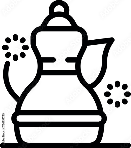 Traditional turkish teapot is brewing hot tea with steam coming out, perfect for tea lovers and cultural enthusiasts