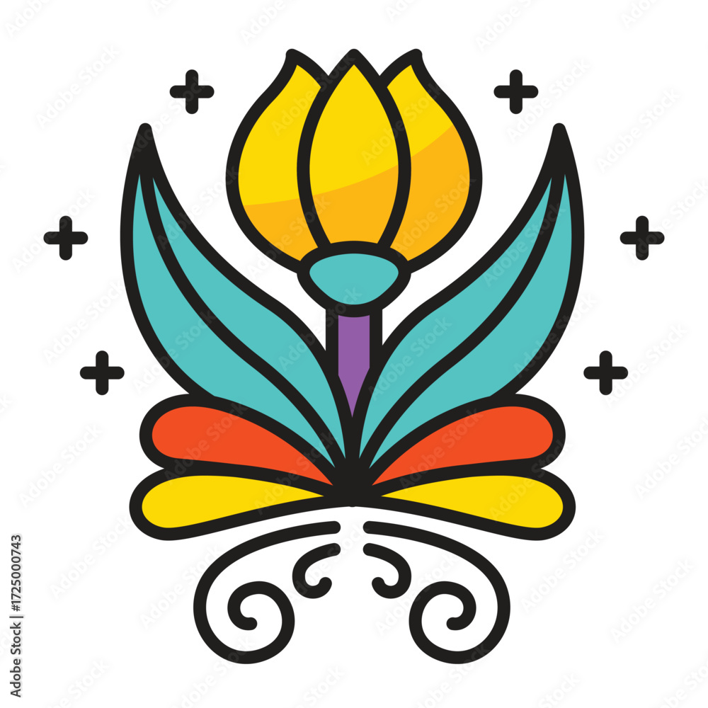 Obraz premium Stylized tulip with decorative elements