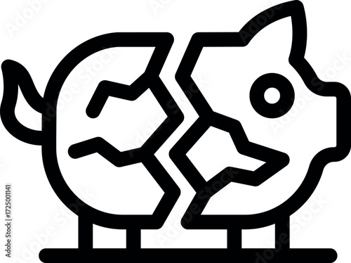 Cracked piggy bank symbolizing economic crisis, savings loss, and financial instability