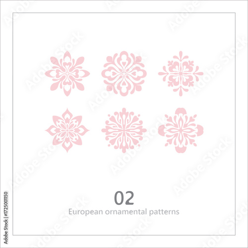 Floral pattern, decorative line art, ornamental stripe design