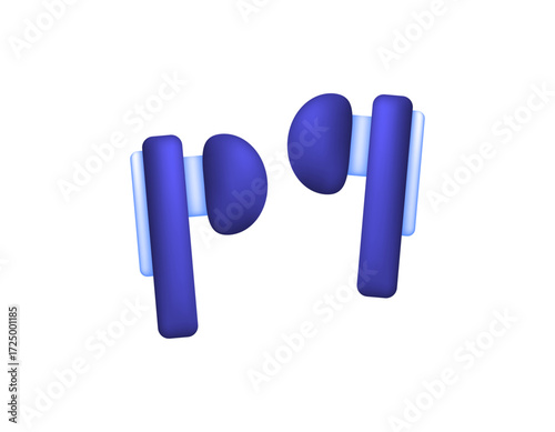 illustration of a pair of headsets, earphones, or handsfree. wireless headset. audio device. 3D style design. symbol, icon, element, white background