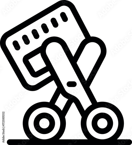 Scissors are cutting a credit card, symbolizing cutting expenses or ending debt