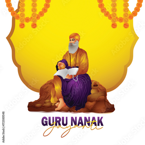 Realistic vector illustration for happy guru nanak jayanti