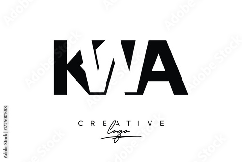 KWA Creative Minimalistic Negative Space Latter Logo with Modern Monogram for Branding and Business Letter mark Logo with Initial Letters Logo Design for Branding.	