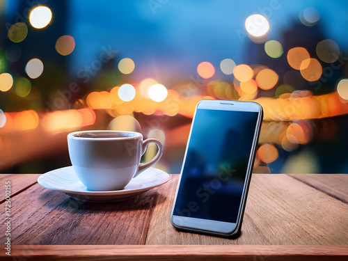 Smartphone and coffee cup promoting balance between digital connection and personal space
