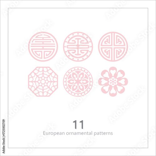 Floral pattern, decorative line art, ornamental stripe design