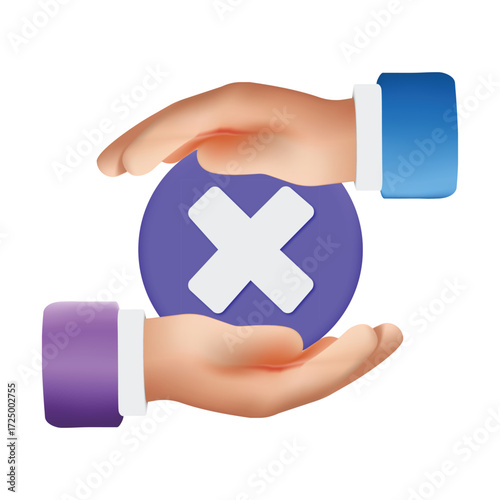 Conceptual Illustration Cancellation Protection Rejection Denied Access Failure Prevention Insurance Assurance Hand