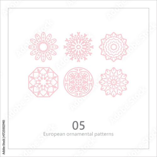 Floral pattern, decorative line art, ornamental stripe design