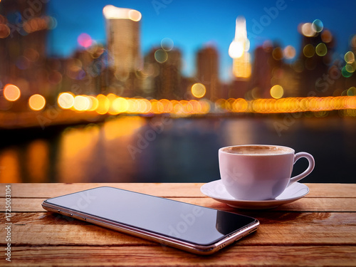 Smartphone beside coffee cup teaching youth to embrace calm in connected world
