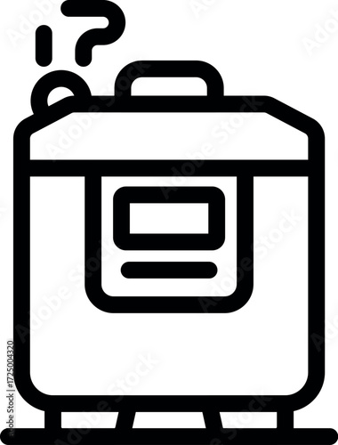 Multi cooker steaming, with question mark displayed, raises questions about cooking process, indicating potential issues or inquiries regarding meal preparation