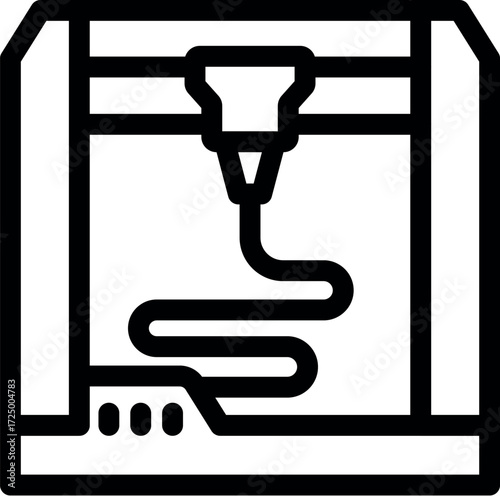Icon of a 3d printer extruding filament, representing additive manufacturing technology