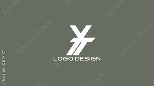Minimalist YT monogram logo design in white over a muted gray background, suitable for modern branding, professional corporate identity, and stylish creative business logos