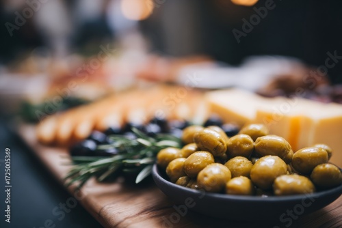 Green olives nestle alongside artisanal cheeses, evoking Mediterranean whimsy and epicurean delight amid International Picnic Day's revelry