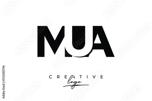 MUA Creative Minimalistic Negative Space Latter Logo with Modern Monogram for Branding and Business Letter mark Logo with Initial Letters Logo Design for Branding.	