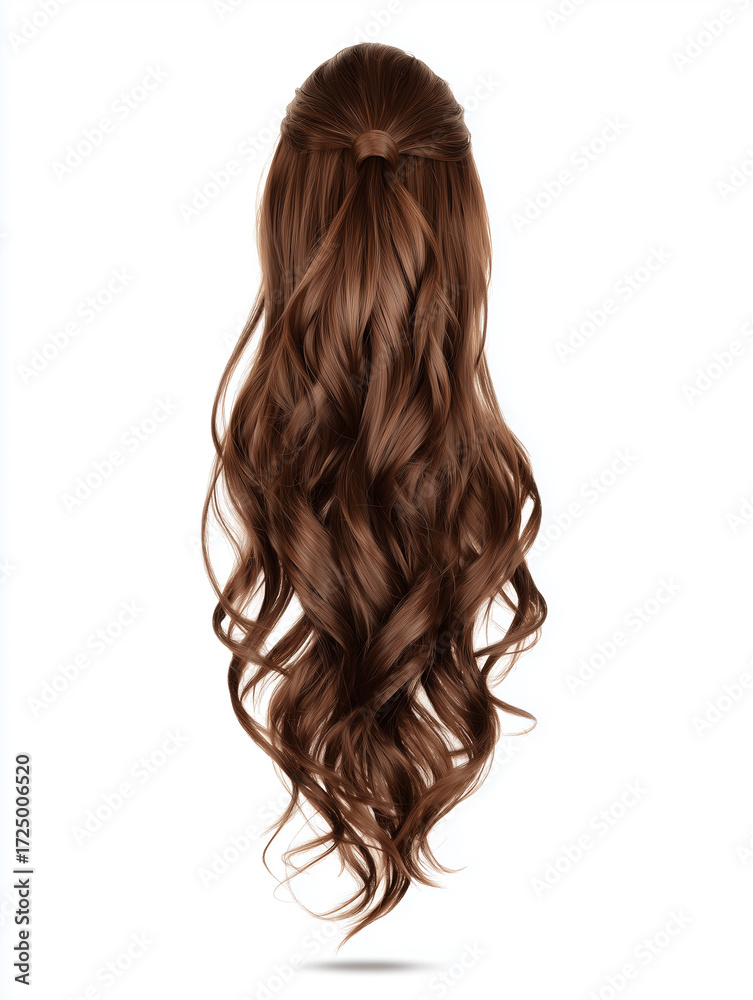 Fototapeta premium Elegant brown curly ponytail clip extension