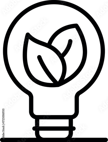 Light bulb containing leaves, representing eco friendly energy solutions and sustainable innovation