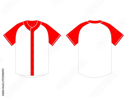 Baseball jersey template red white raglan style