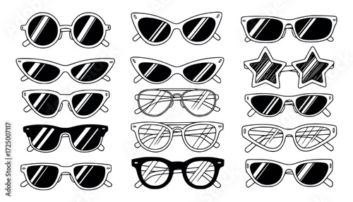 Vector art of collection of various sunglasses styles