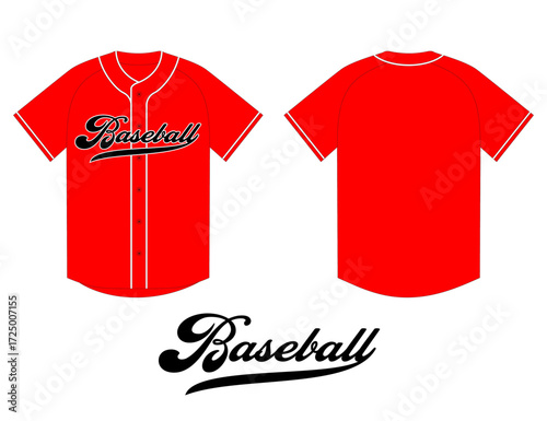 Baseball jersey template red Typography Baseball raglan style