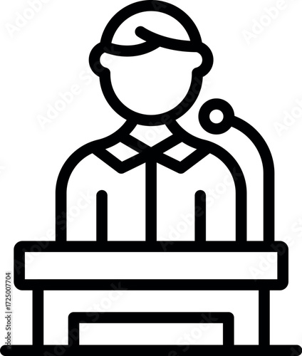 Politician giving a speech at a podium with microphone during a press conference or debate