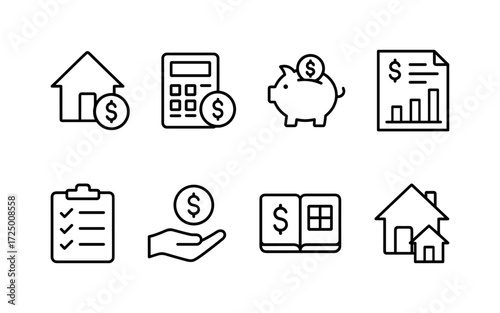 Digital payment and QR code icons set. Mobile banking, online transaction, contactless card, fintech. Outline vector illustrations