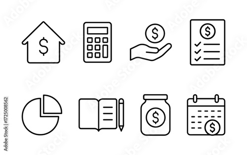 Digital payment and QR code icons set. Mobile banking, online transaction, contactless card, fintech. Outline vector illustrations