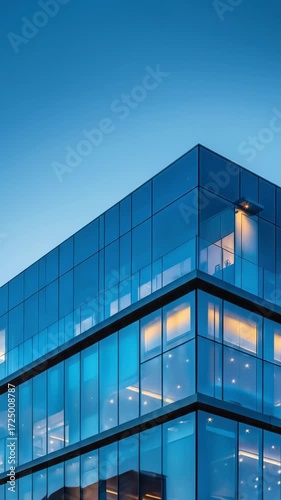 Blue Glass Modern Building at Night