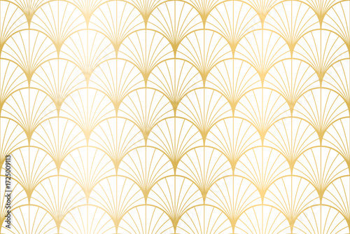 Decorative art deco circle pattern with fan shape and line.  luxury repeat nouveau background. Simple, round elements texture. Luxury, elegant, vintage print for textile, linen, card, wrapping paper