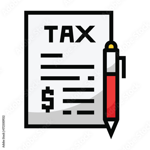 Tax document with a pen