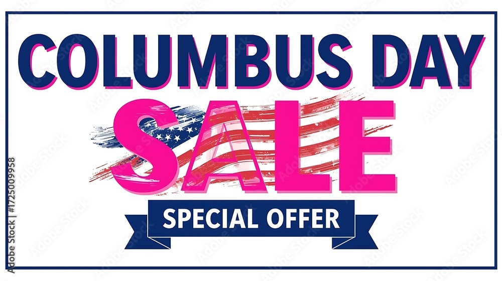 Obraz premium Columbus day sale special offer banner with american flag and vibrant colors for promotions