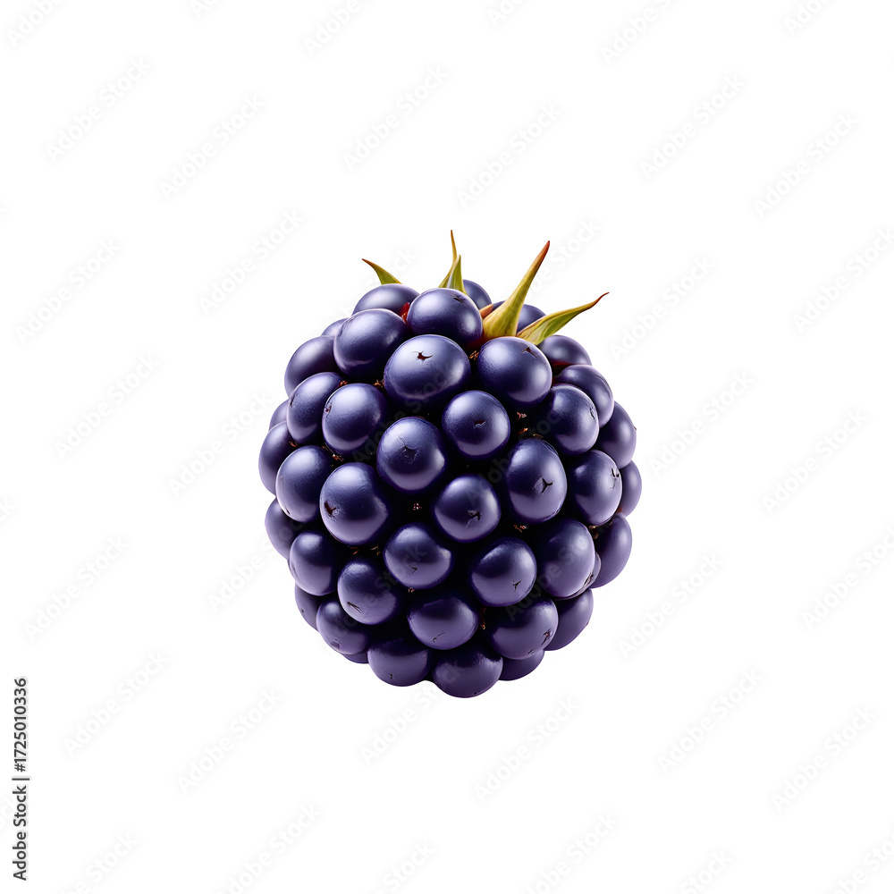 Fototapeta premium Ripe Blackberry, isolated on transparent background