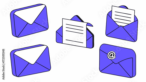 close set envelopes icon with newsletter mail email illustration subscribe message cartoon icons to send envelope letters post document 3d design notification open and blue 3d vector card 47155508 1